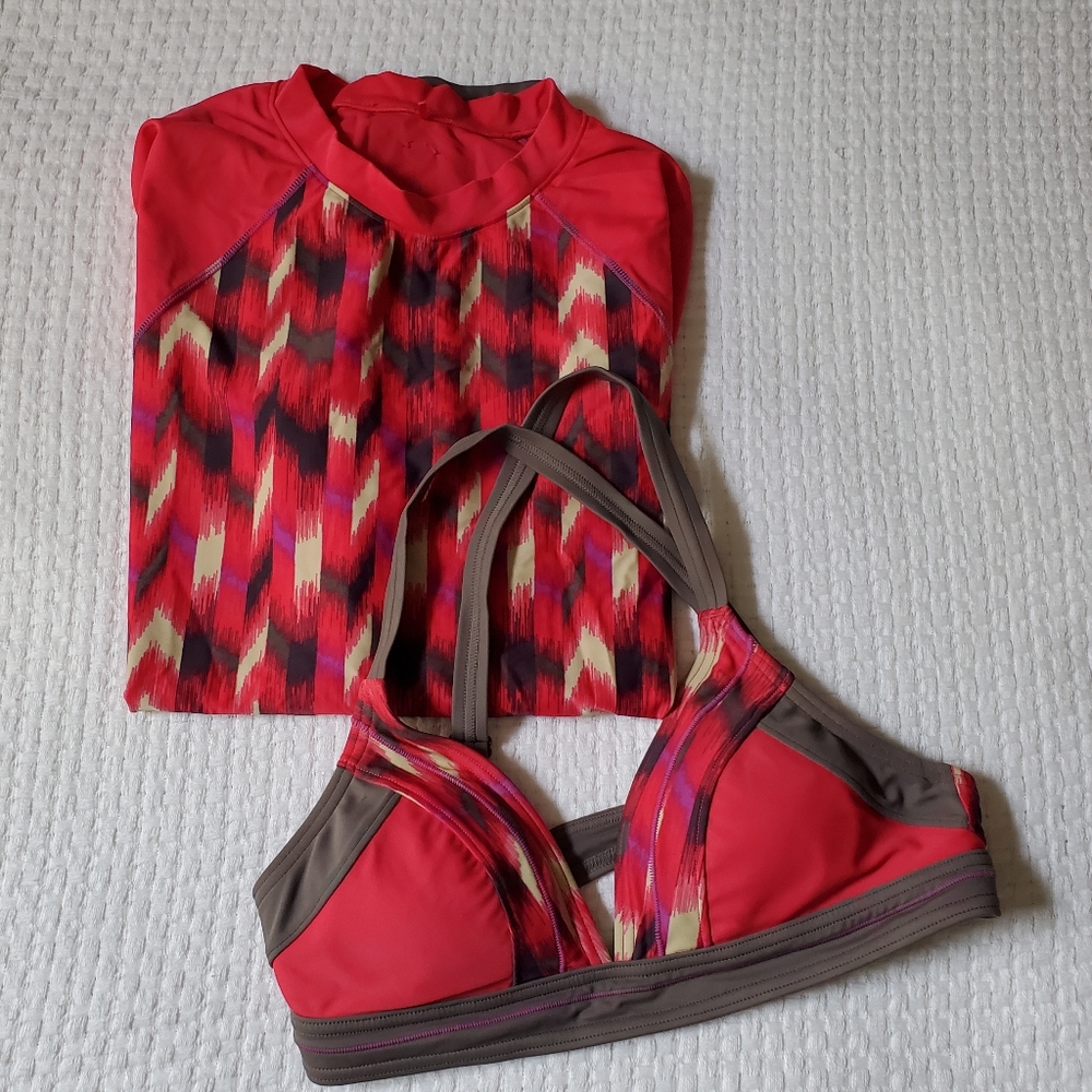 Prana Atla Bikini Top & Matching Rashguard in Azelea